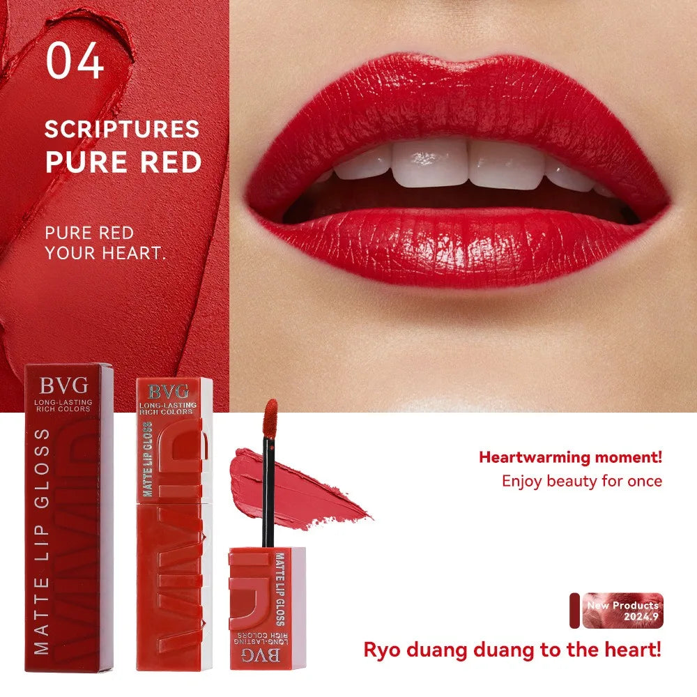 High-End Multi-Color Matte Lip Gloss Long-Lasting Non-Greasy Liquid Lipstick Rich Warm Colors Fading Liquid Makeup