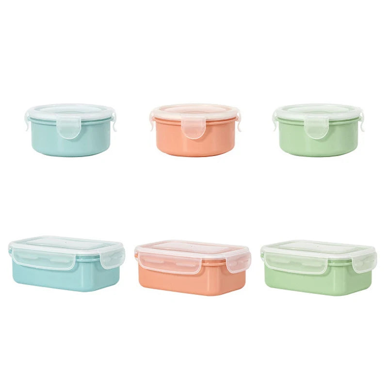 Mini Refrigerator Crisper Small Lunch Box Plastic Airtight Jar Storage Box Round Kitchen Insulated Lunch Box Organizer Snack Box