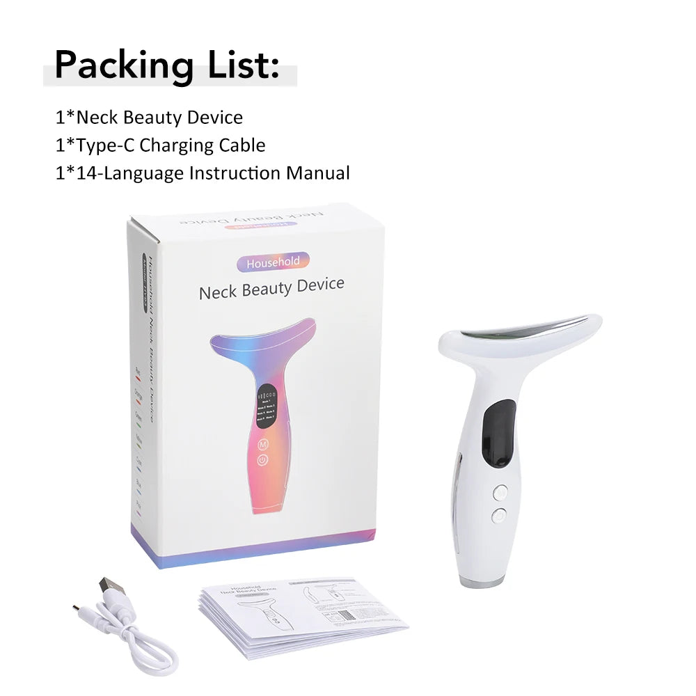 EMS Micro-current Neck & Face Beauty Device LED IPL Skin Rejuvenation Double Chin Reducer Facial Lifter Skin Tightening Massager