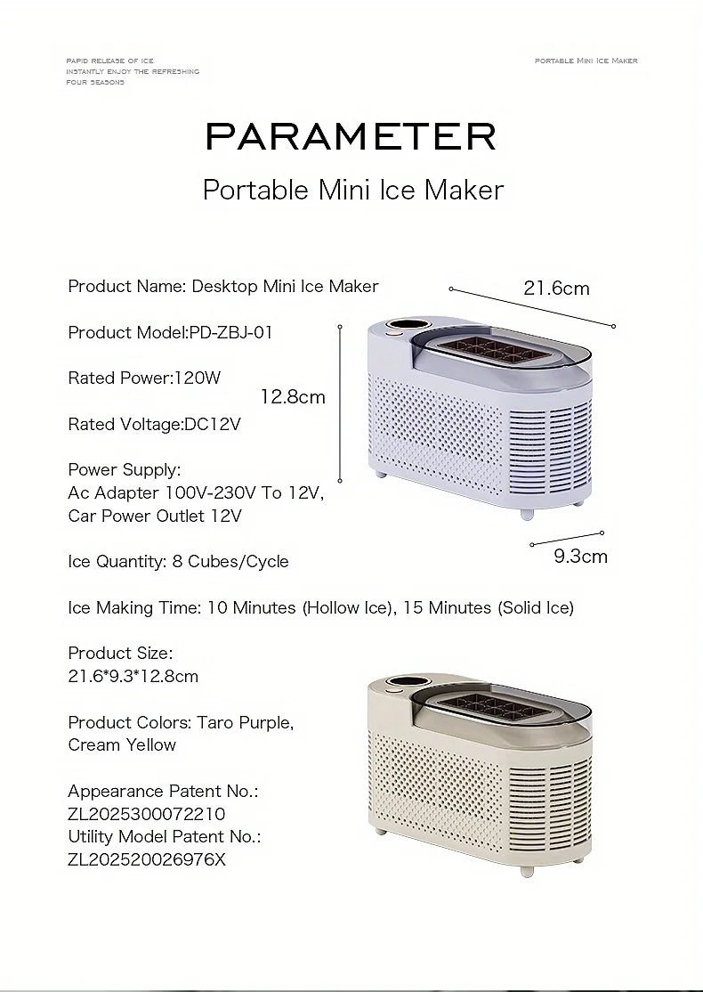 Mini Ice Maker Machine Portable Countertop Ice Cube Maker for Home Office Camping Car RV Small Ice Making Machine 12V 220V