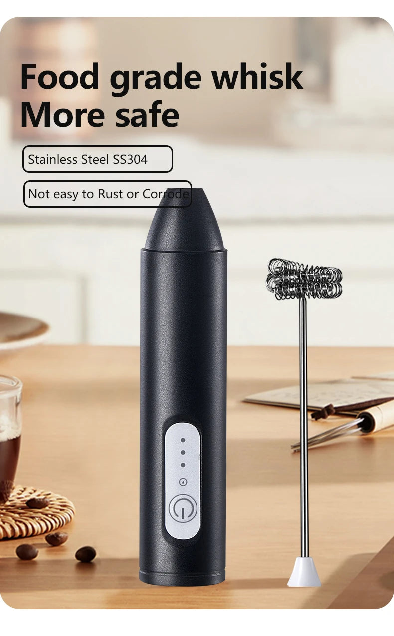 MINI Coffee Frother USB Rechargeable 3 Speeds Foam Maker Coffee Milk Mixer Electric Handle Blender Egg Beater Hot Cooking Tools