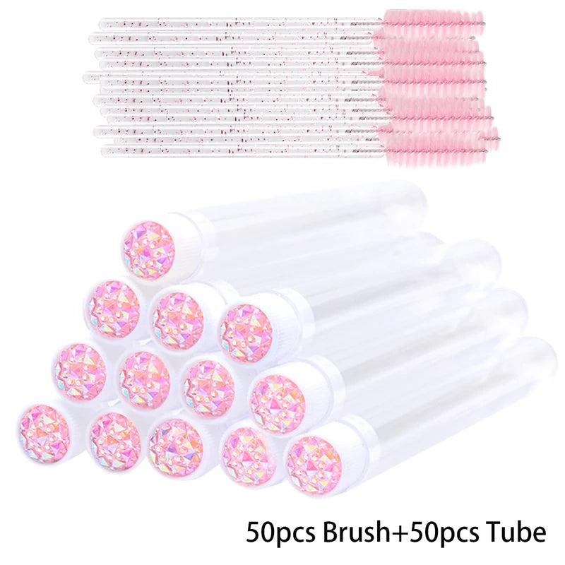 25/50PCS Dust-Proof Eyelash Brush Tube Empty Reusable Lash Mascara Wand Case Eyebrow Comb Makeup Applicators Container wholesale