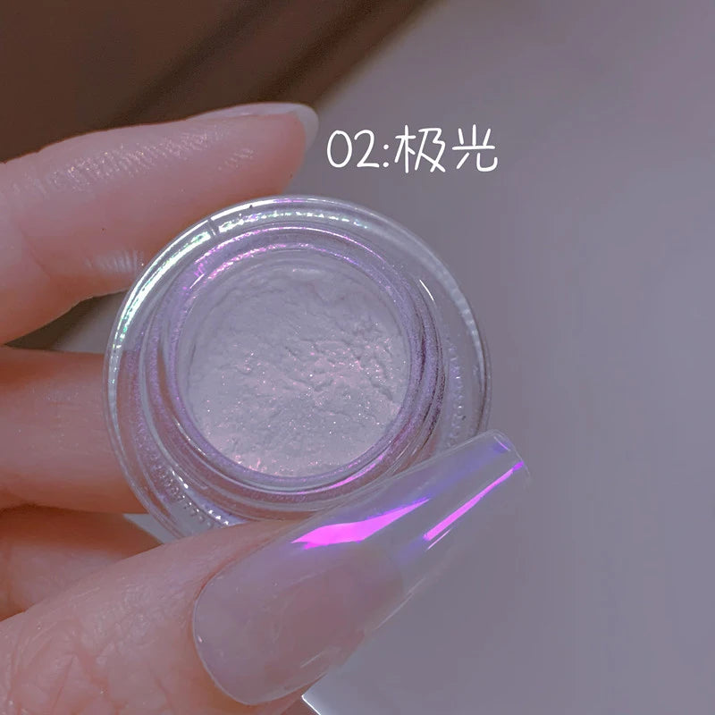 Pearl White Nails Glitter Aurora - Hailey Bieber Nails Moonlight Powders Fritillary Shell Mirror Pigment Nail Decoration