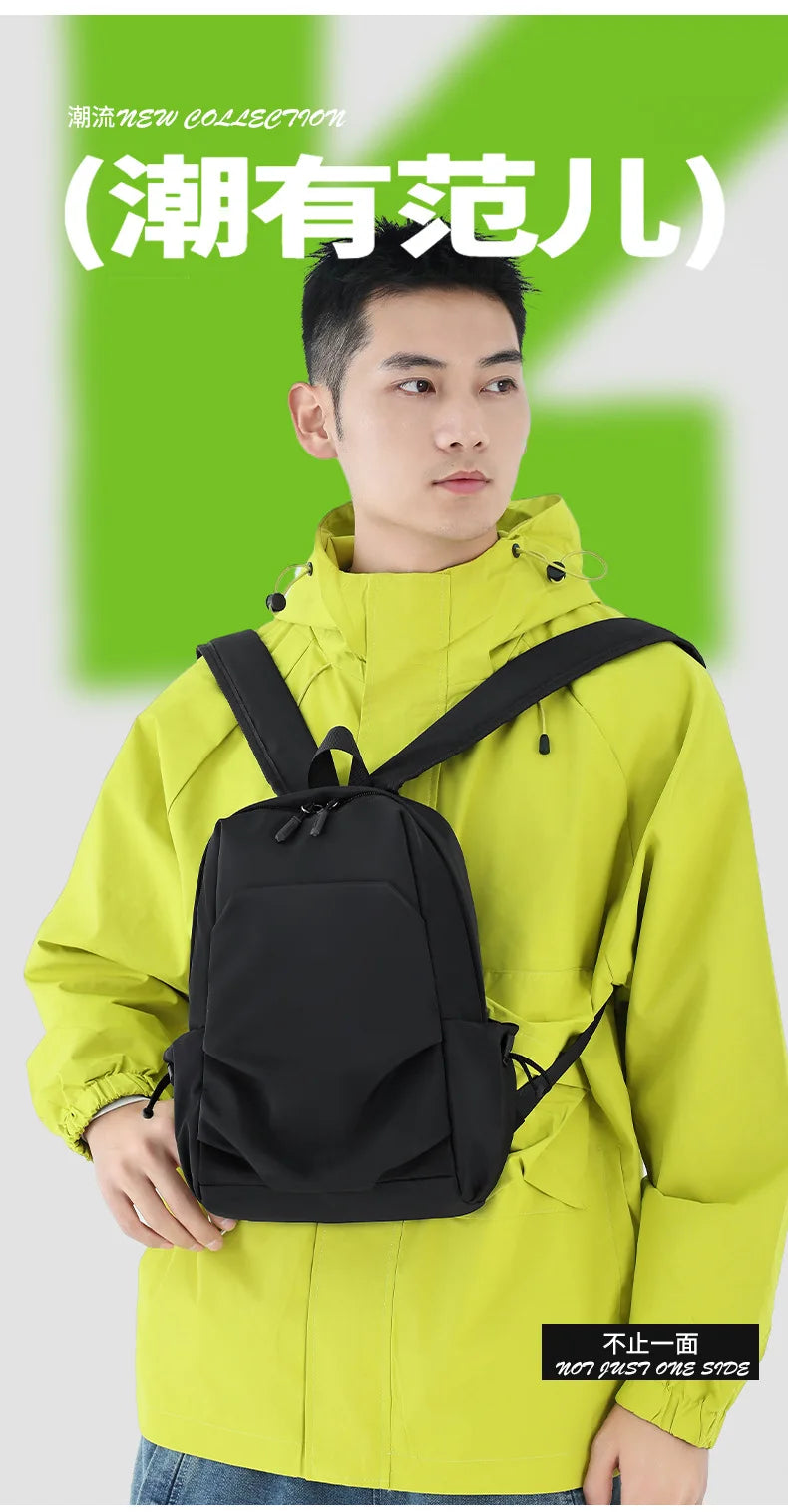 HOMEFISH Fashion Mini Men's Black Backpack 2026 Canvas Waterproof Travel Shoulder Bag Small Designer School Male Backpacks