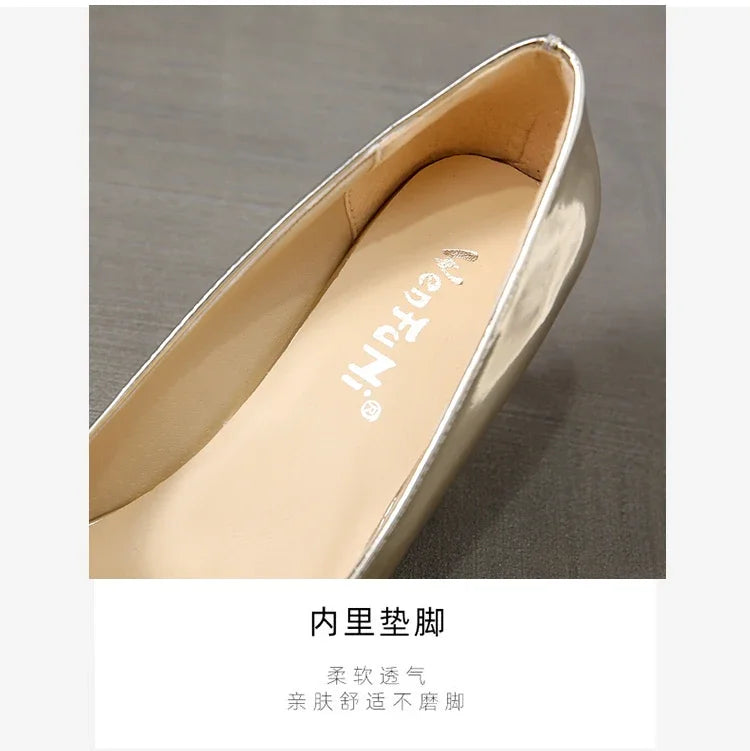 2026 New Lady Pointe Toe Gold Silver Pumps Female Wedding Bridal Shoes  Fashion Women Patent Leather High Heels Plus Size 45