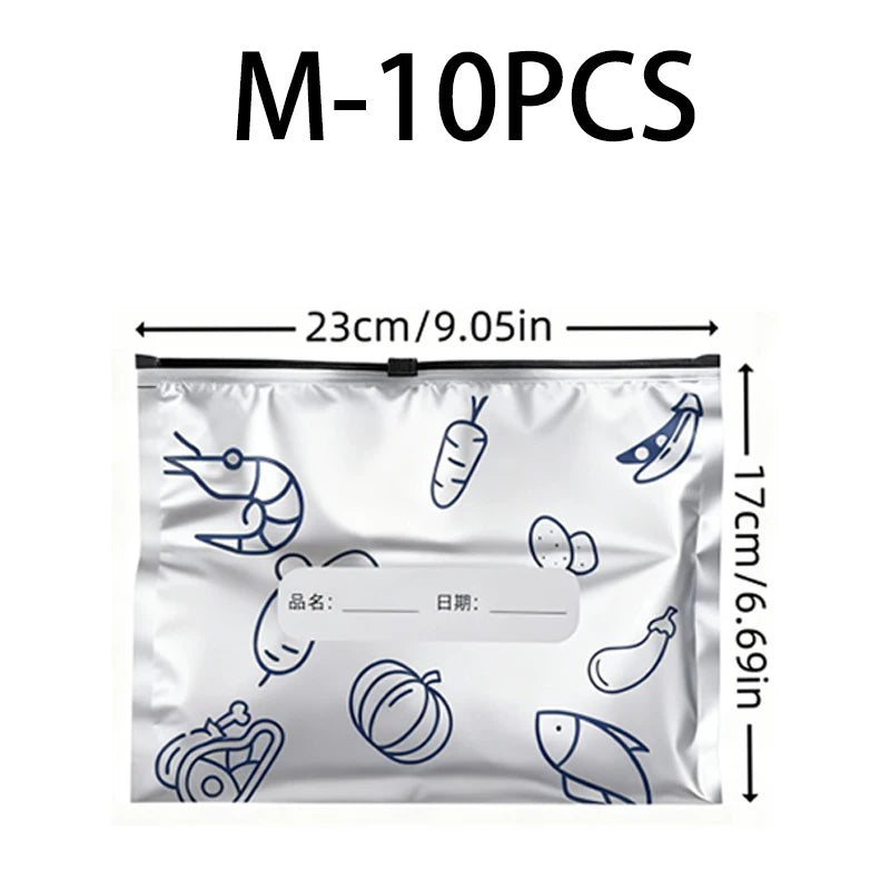 60pcs Aluminum Foil Food Sealable Storage Bags, Freezer Bags, Up Sealable Bags with Label And Zip Lock, Zip Seal Food Bags