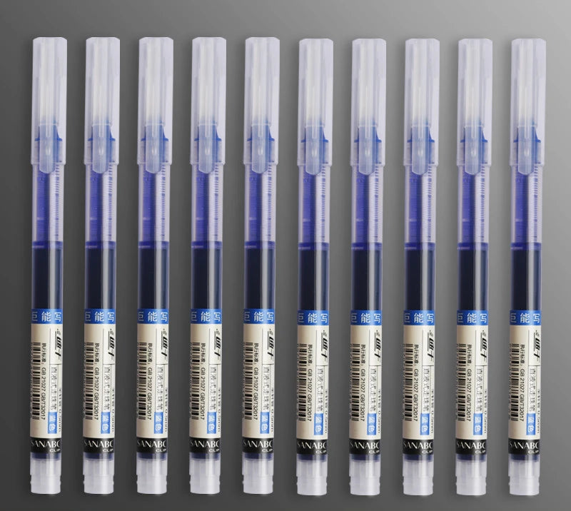 10Pcs/set High Quality Needle Type Gel Pens Straight Liquid Ballpoint Pen Kawaii Stationery School Office Supplies Writing