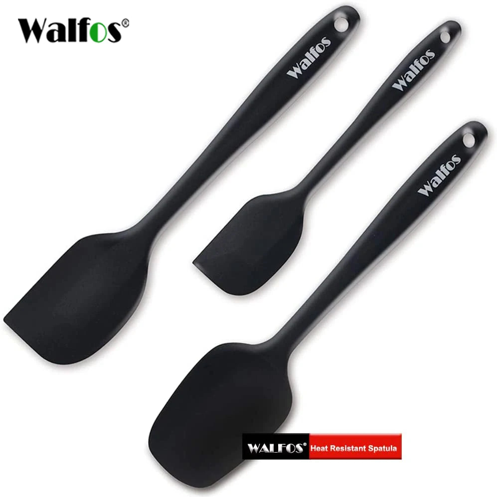 WALFOS Food Grade Non Stick Butter Cooking Silicone Spatula Set Heat Resistant Kitchen Silicone Scraper Spatulas & Mini Spatulas