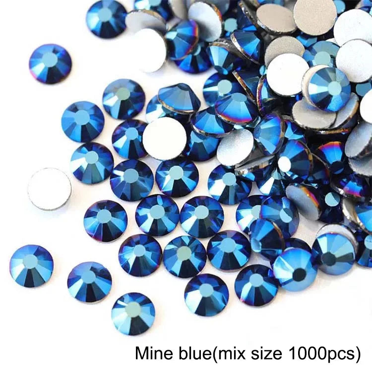 1440Pcs/Pack Flatback 3D Glass Swarovsky DIY Nails Rhinestones Art Decoration Shiny Crystal Stones Gems Manicure