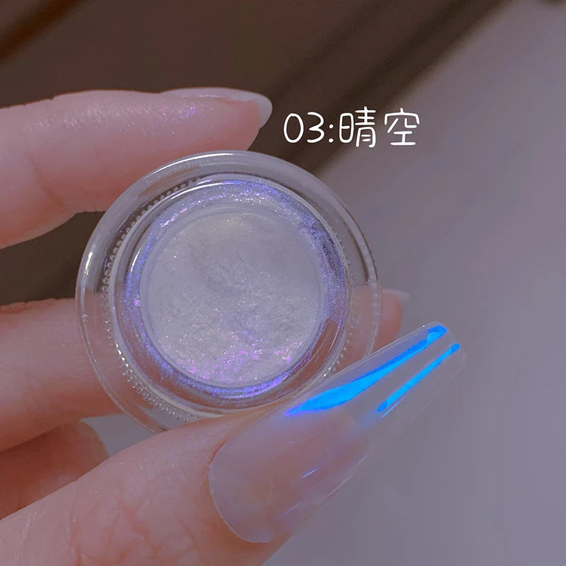 Pearl White Nails Glitter Aurora - Hailey Bieber Nails Moonlight Powders Fritillary Shell Mirror Pigment Nail Decoration
