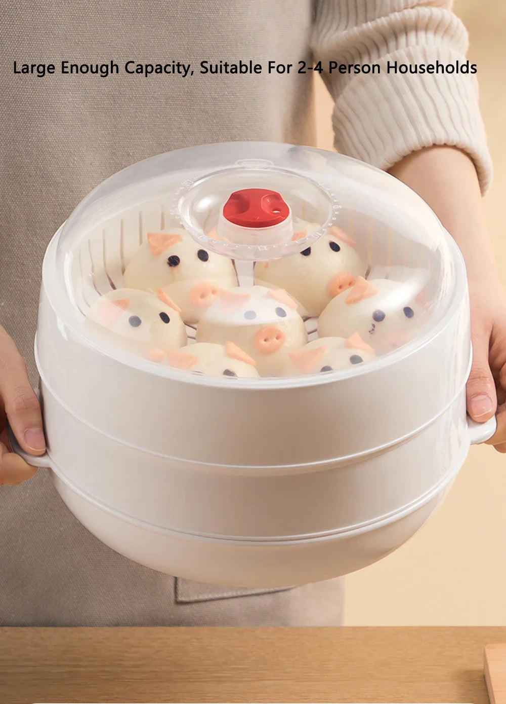 COOKER KING Microwave Heating Steamer Large Capacity Household Kitchen Steamer Box with Steam Vent