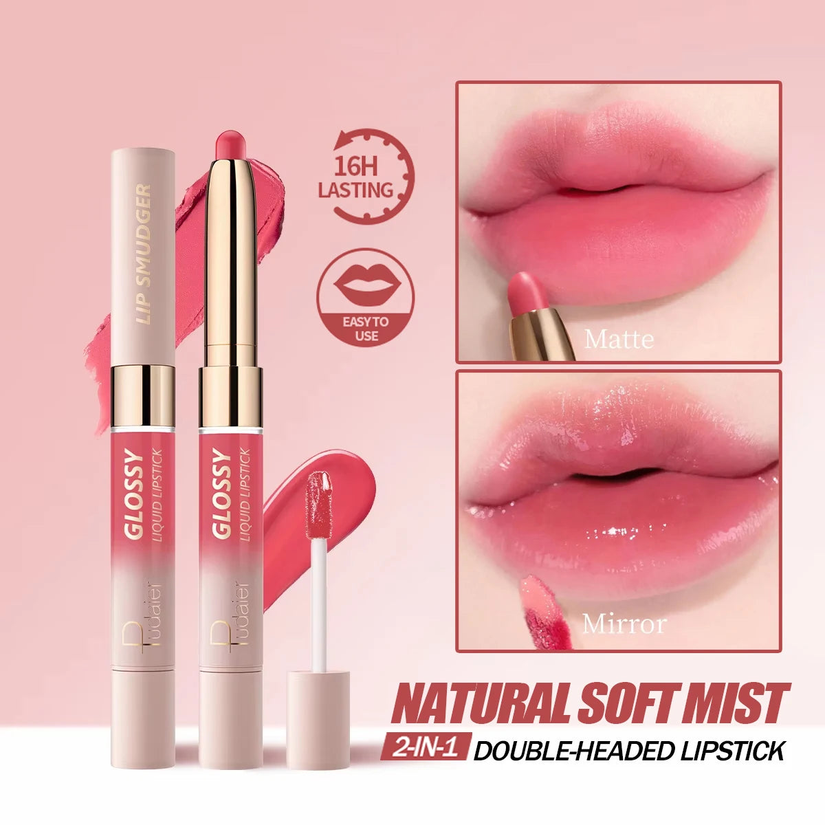 10-Color Double-Headed Lipstick Lip Gloss Moisturizing and Durable Matte Lip Gloss Color-Producing Liquid Lipstick For Makeup