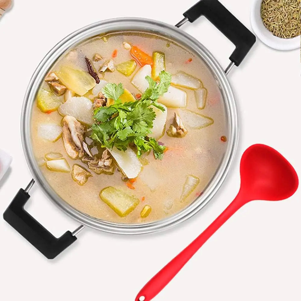 Silicone Ladles Soup Spoons Nonstick Heat Resistant Large Soup Ladle with Long Handle for Home Kitchen Cooking