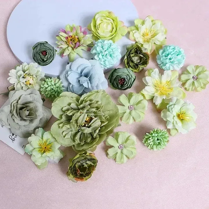 1Bag Artificial Flower Head For Home Room Wedding Decoration Handmade Craft Wreath Christmas Tree Decor 2025 Navidad Supplies