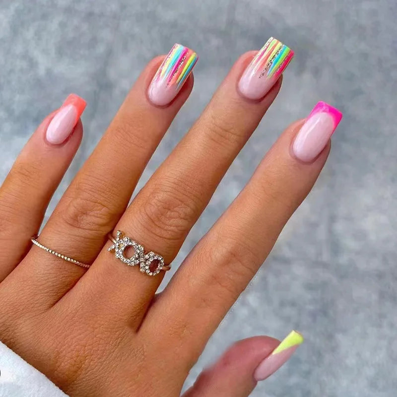 24Pcs/Set Love Ballerina Press on Nails Sets Free False Nails Adhesive Full Cover Artificial Art Fake Nail Professional Material