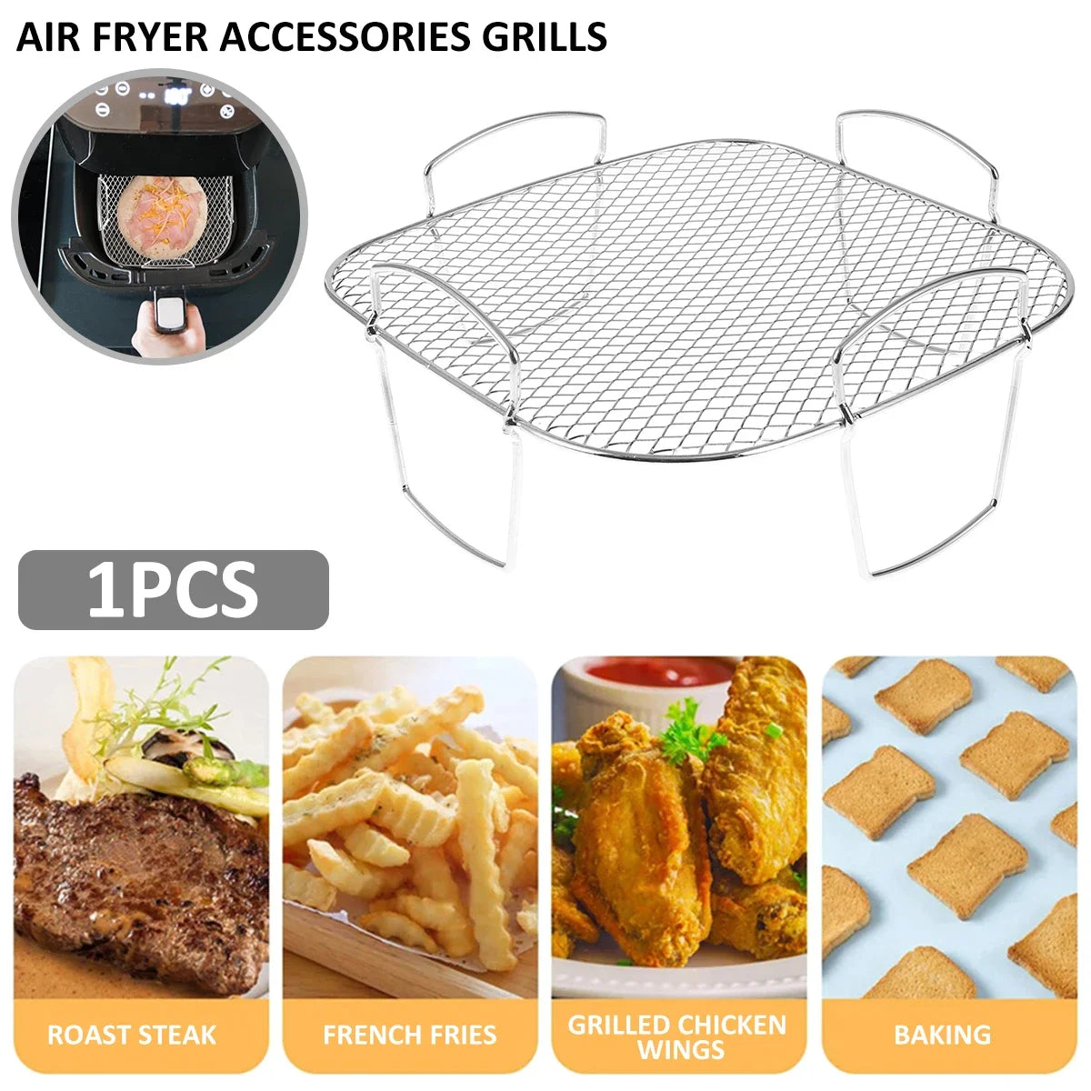 Multifunctional Roasting Rack Compatible Airfryer Dehydrator BBQ Rack Steamer Roasting Cooking Tools for Air Fryer Accessories