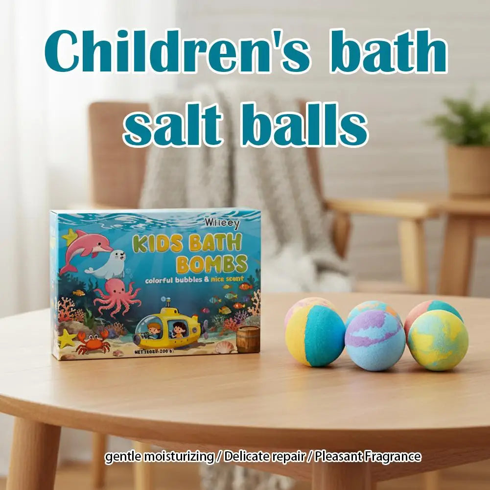 New 6pcs Bath Bombs Set For Kids Handmade Natural Mega Bubbles Surprise Funny Skin Friendly Bubble Bathing Kit Ocean Toys Gift ﻿