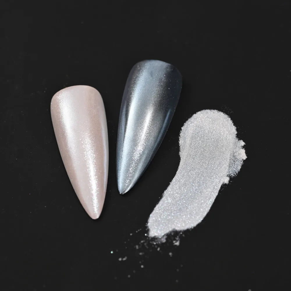Pearl White Nails Glitter Aurora - Hailey Bieber Nails Moonlight Powders Fritillary Shell Mirror Pigment Nail Decoration