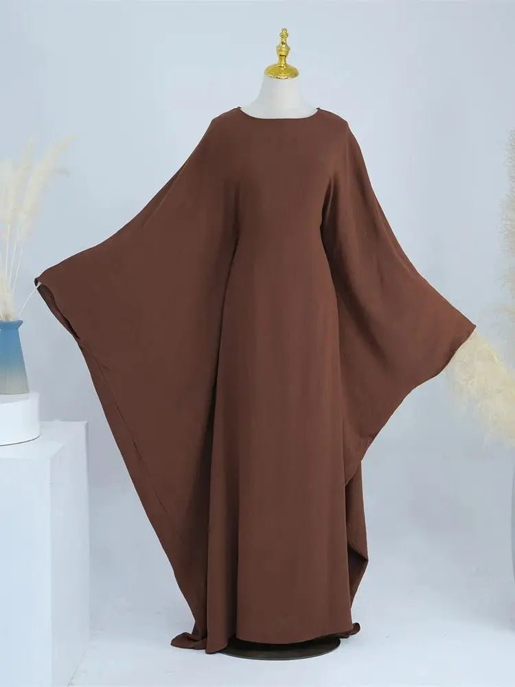 Ramadan Eid Soft Crepe Khimar Batwing Abaya Dubai Islam Muslim Modest African Dresses For Women Kaftan Kebaya Robe Femme Musulma