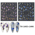 Nails Stickers Purple Blue Brown Ink Design Decals Gold Decorations Art Self-Adhesive Holographic Gel Slider Manicure Supplies