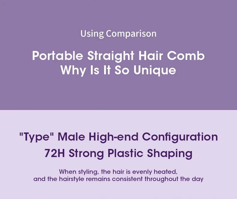 Wireless Hair Straightener and Curler Comb for Women USB Rechargeable Anti-Scald Portable Hair Brush for Home and Travel