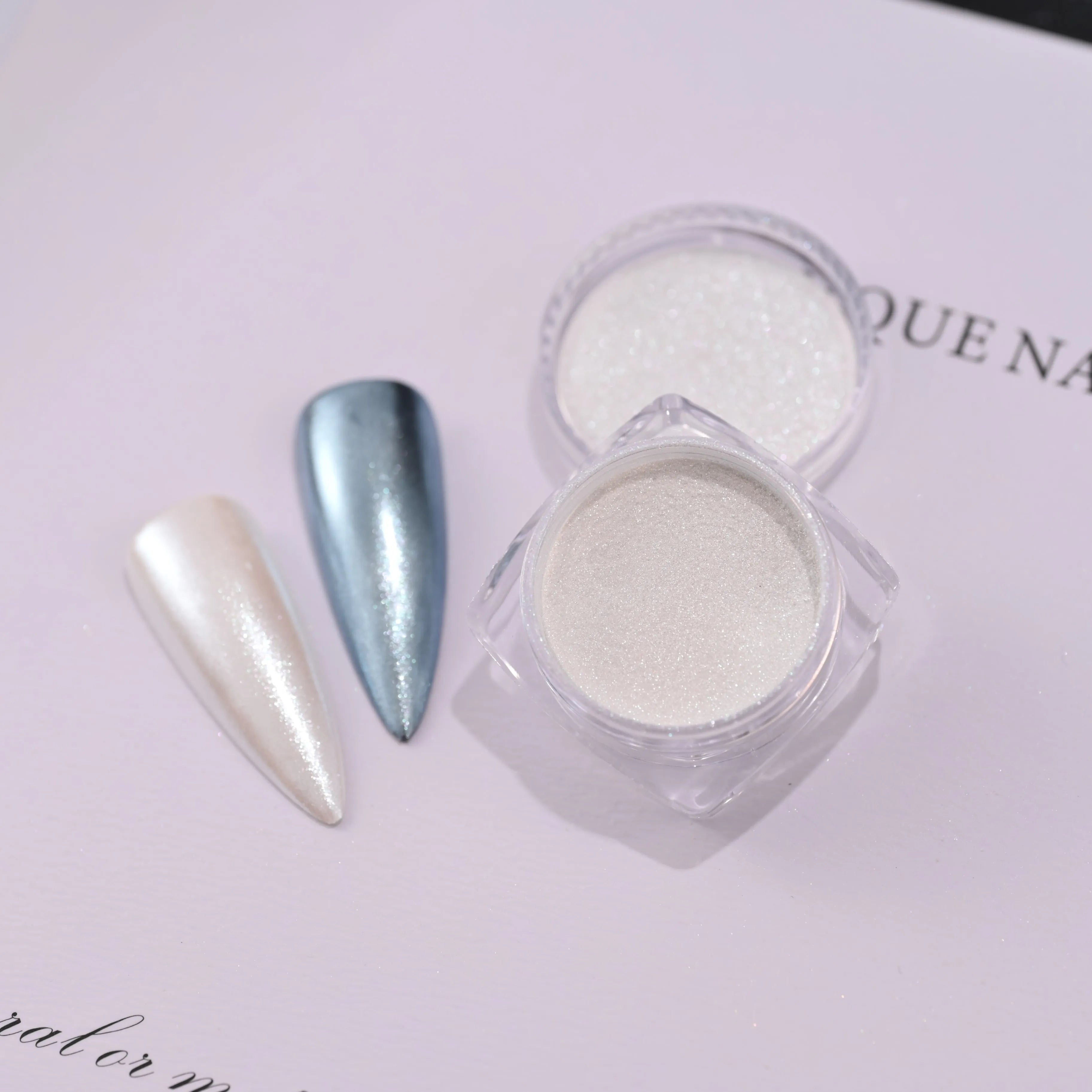 Pearl White Nails Glitter Aurora - Hailey Bieber Nails Moonlight Powders Fritillary Shell Mirror Pigment Nail Decoration