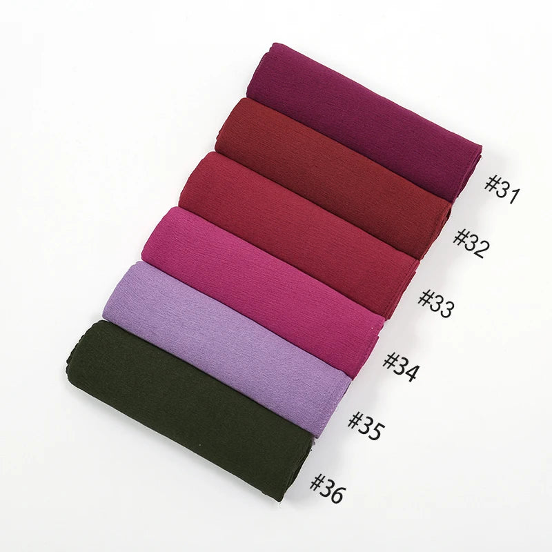 New Crinkle Rayon Hijab For Women Muslim Scarf Long Shawls Solid Islamic Turban Headband Heascarf Wraps Ramandan Headband
