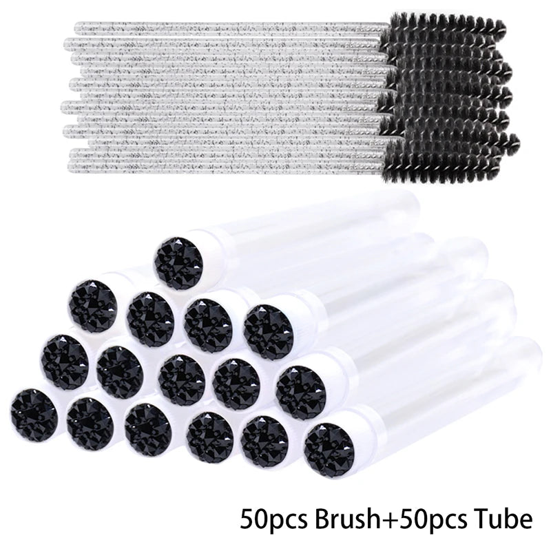 25/50PCS Dust-Proof Eyelash Brush Tube Empty Reusable Lash Mascara Wand Case Eyebrow Comb Makeup Applicators Container wholesale