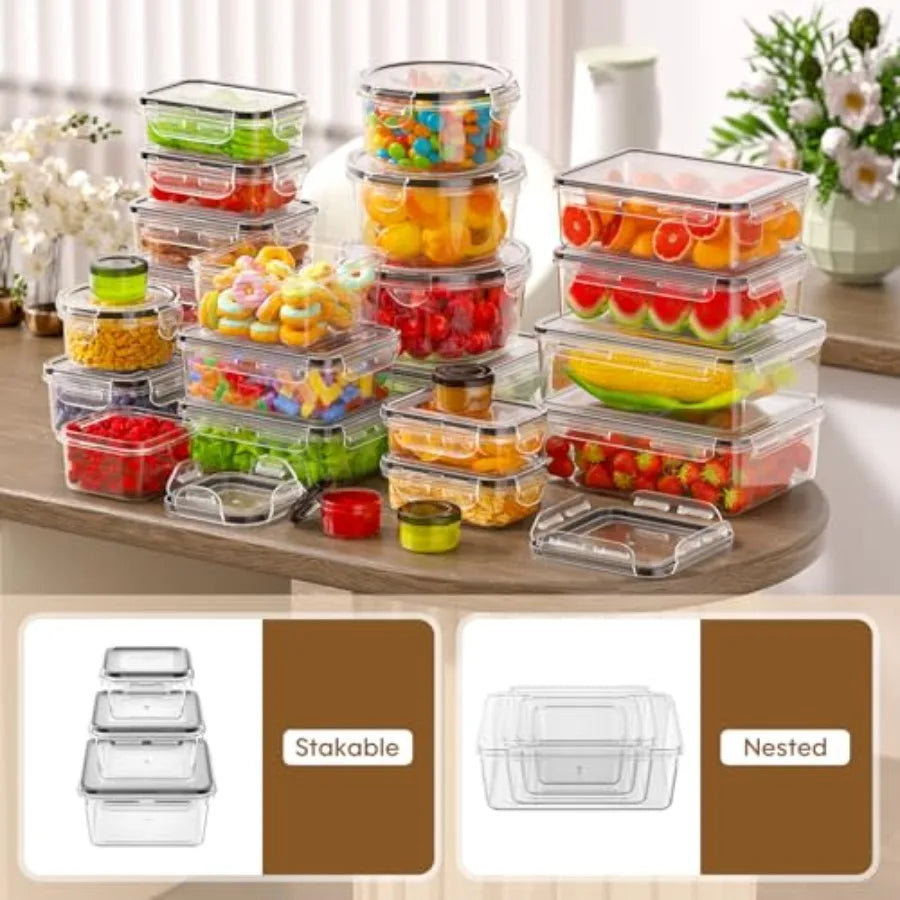Food Storage Containers with Lids Airtight 35 Containers and 35 Lids 100% Leak Proof Meal Prep Container for Kitchen BPA-Free P