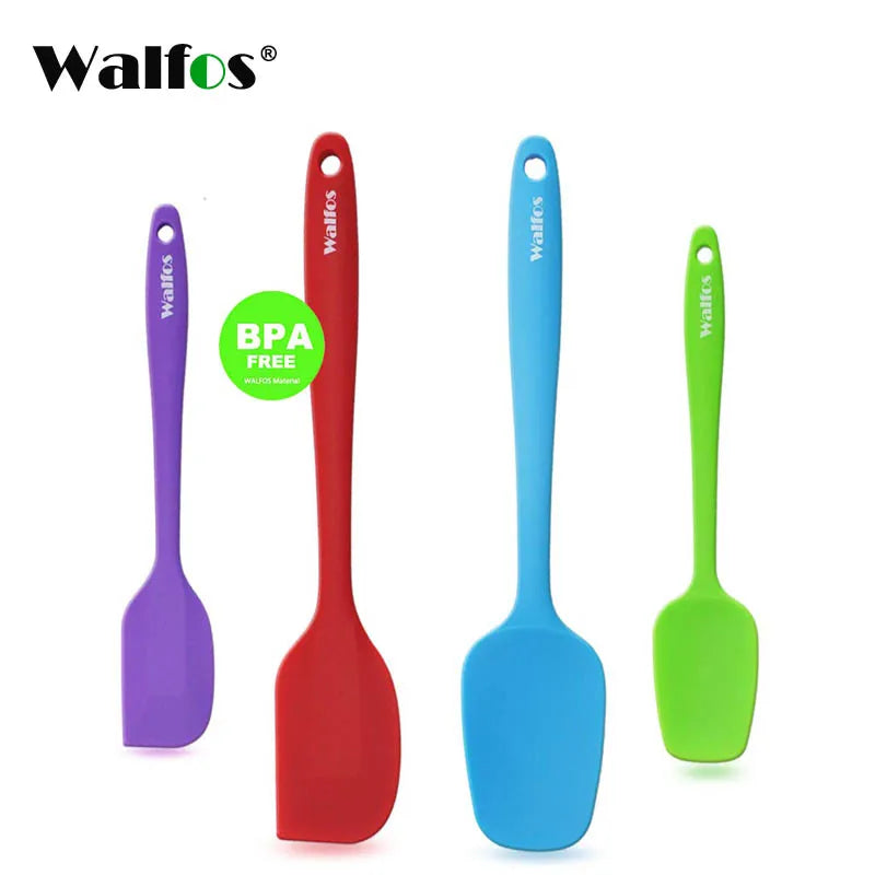WALFOS Food Grade Non Stick Butter Cooking Silicone Spatula Set Heat Resistant Kitchen Silicone Scraper Spatulas & Mini Spatulas