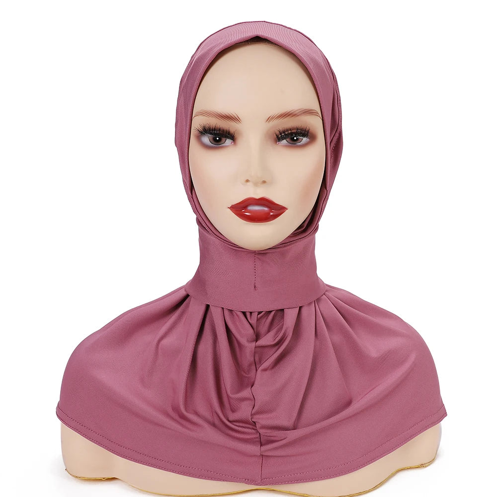 New Instant Hijab for Muslim Women Full Cover Headwraps Scarf Islam Turban Caps Ready to Wear Snap Undercap Hijab