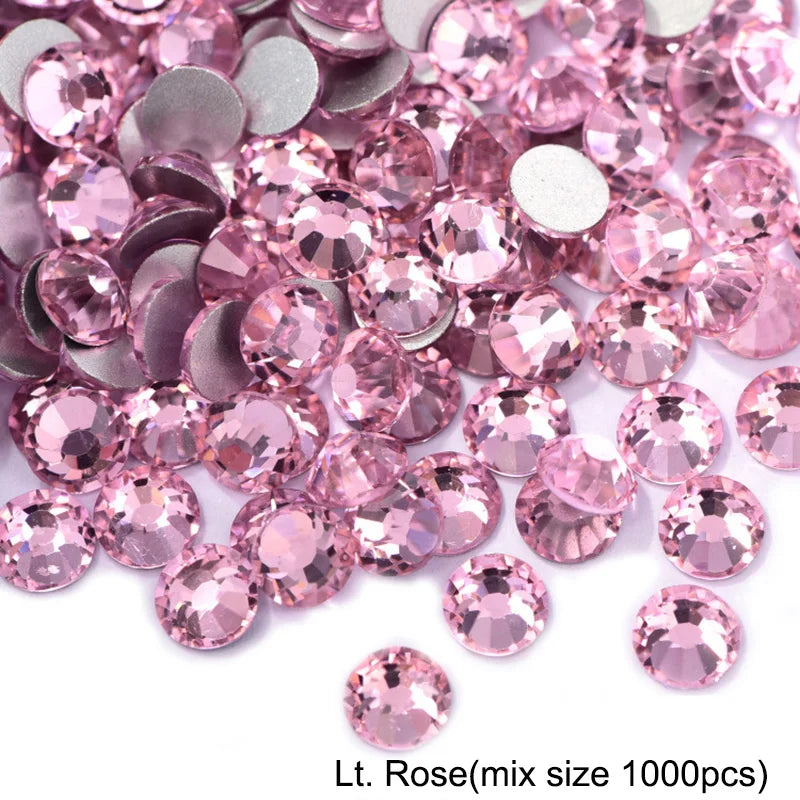 1440Pcs/Pack Flatback 3D Glass Swarovsky DIY Nails Rhinestones Art Decoration Shiny Crystal Stones Gems Manicure