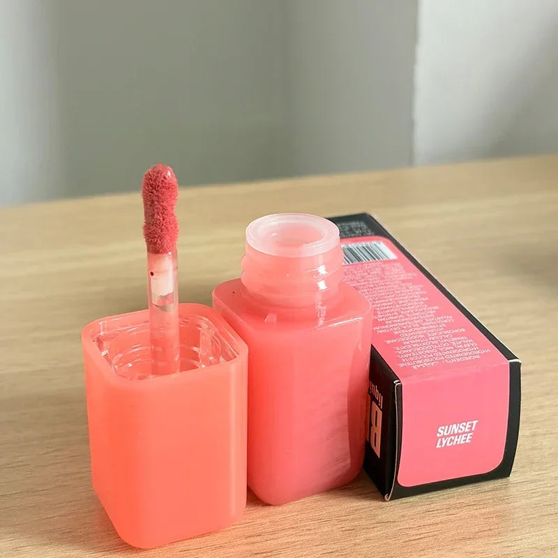 ROD Lipstick Makeup Non-Sticky Lip Gloss Hydrating Crystal Clear Lip Oil Plumping Moisturize Tinted Lipstick Natural Lip Makeup