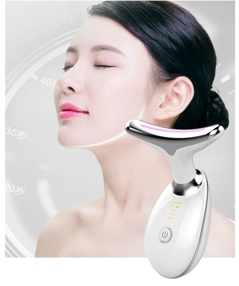 7 Colors LED Neck Face Massager Face Sculpting Tool Skin Rejuvenation Device Facial Lifting Beauty Machine Skin Care Instrument