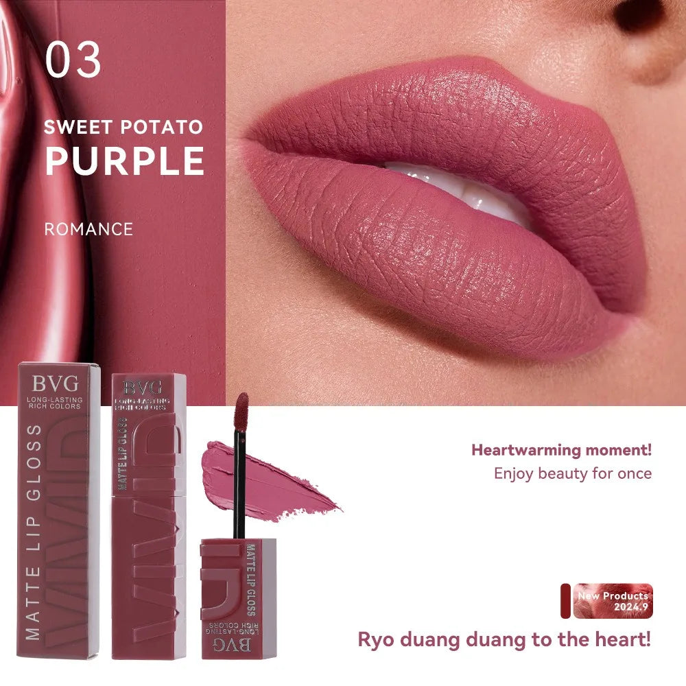 High-End Multi-Color Matte Lip Gloss Long-Lasting Non-Greasy Liquid Lipstick Rich Warm Colors Fading Liquid Makeup