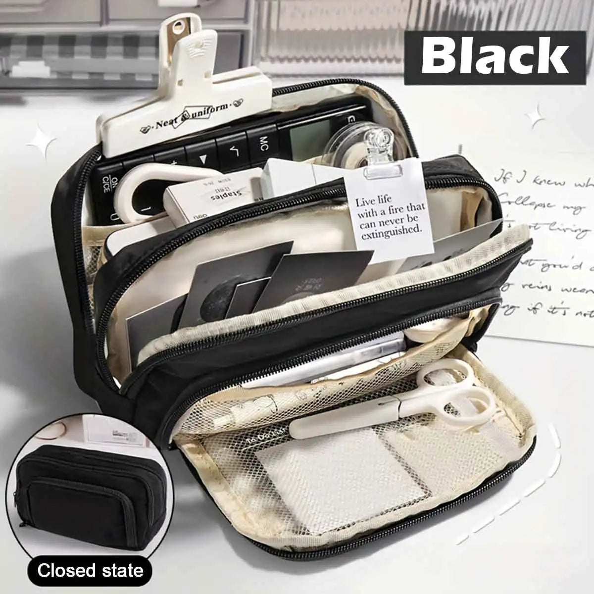 Cute Multi Layer Pencil Case Pouch, Large Capacity Pen Case Bag,Durable Stationery Storage Bag For Students, School&Office