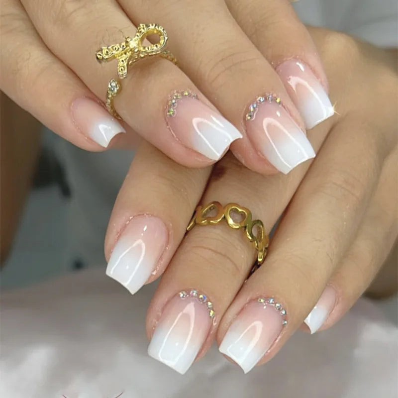 24Pcs/Set Love Ballerina Press on Nails Sets Free False Nails Adhesive Full Cover Artificial Art Fake Nail Professional Material