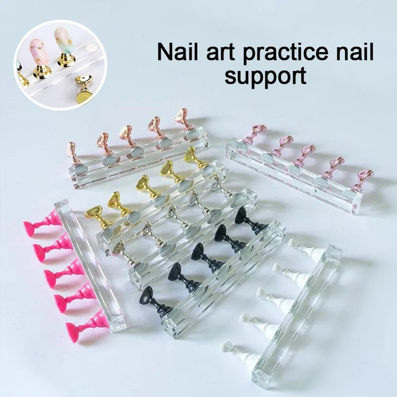 New 5pcs Magnetic Nail Stand Sample Nails Display Nail Polish Holder Nail Magnet Tips Reusable Putty MJZSJ03