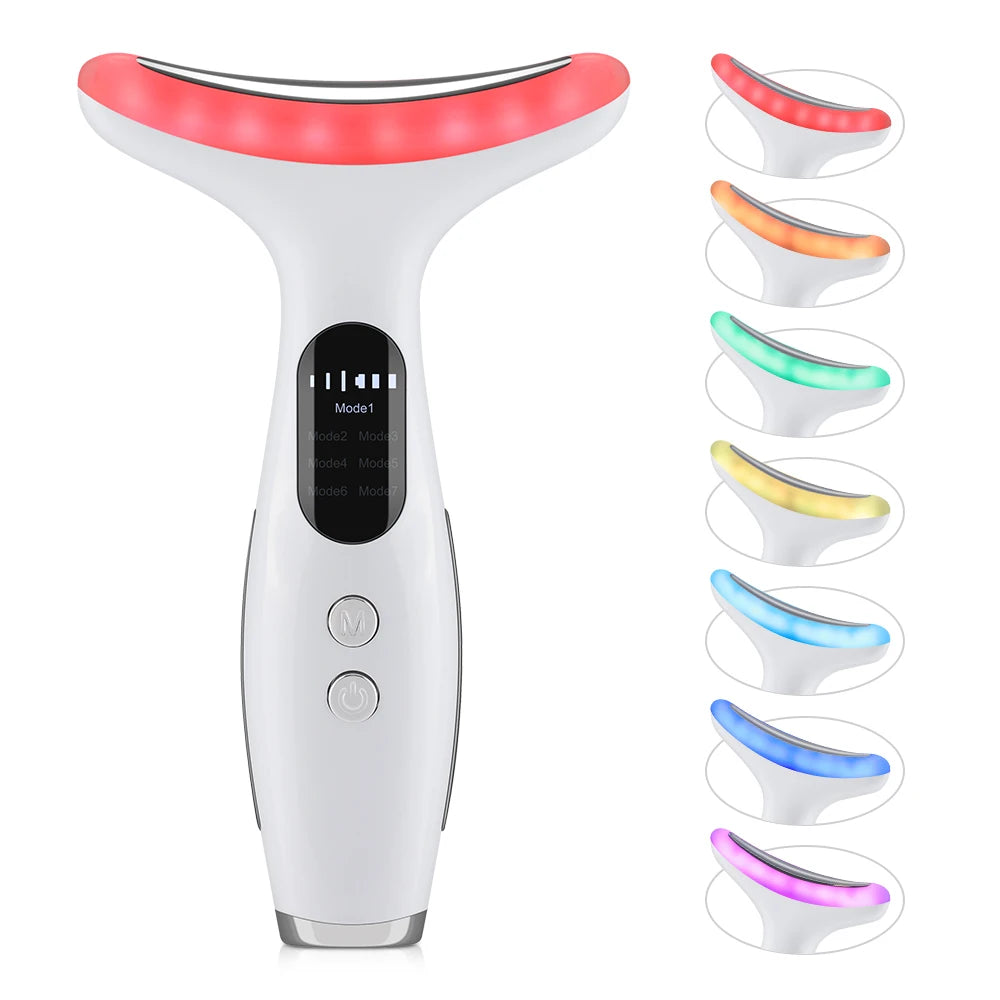 EMS Micro-current Neck & Face Beauty Device LED IPL Skin Rejuvenation Double Chin Reducer Facial Lifter Skin Tightening Massager