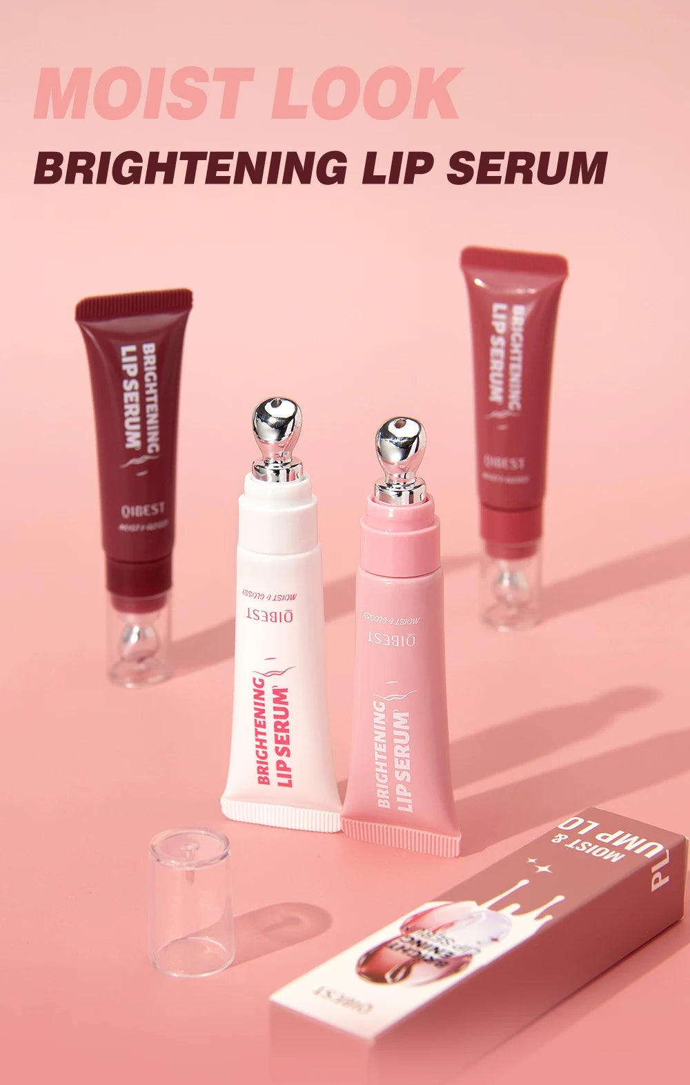 QIBEST Mirror Pearl Lipgloss Long Lasting Moisturizing Lipstick Shine Glitter Lip Glaze Non Stick Cup Jelly Pout Lip Tint Makeup