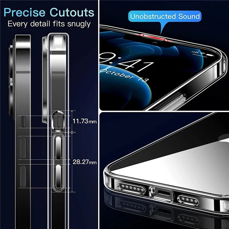 Clear Phone Case For iPhone 14 11 12 13 15 Pro Max Silicone Soft TPU Cover Case For iPhone 12 13 Mini 14 Plus 16 Plus Back Cover