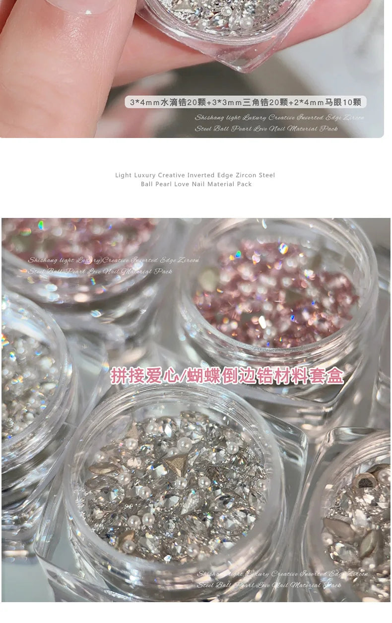 50PCS 3D Mini Zircon Nail Art Rhinestone Crystal Diamond Accessories For Glitter Manicure Nails Decoration Supplies Material