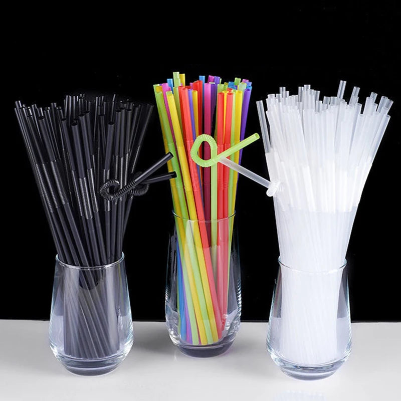 100pcs/pack Colorful Black Drinking Kunstst of Straws Bar Party Wedding Kitchen Pajitas Plastique Beverage Straws