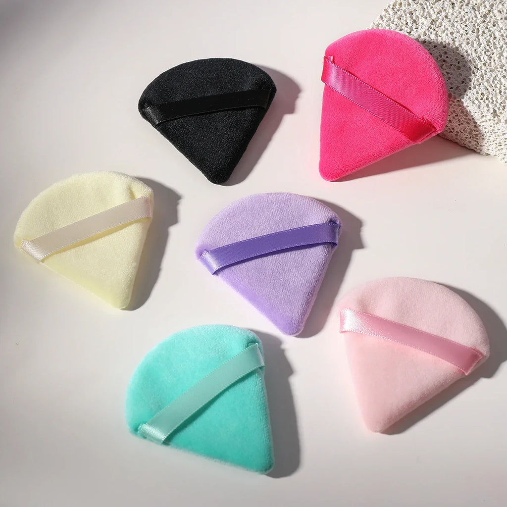 10/20Pcs Triangle Velvet Powder Puff Pizza Flours Mini Face Makeup Sponge Cosmetics Washable Lightweight Makeup Tool