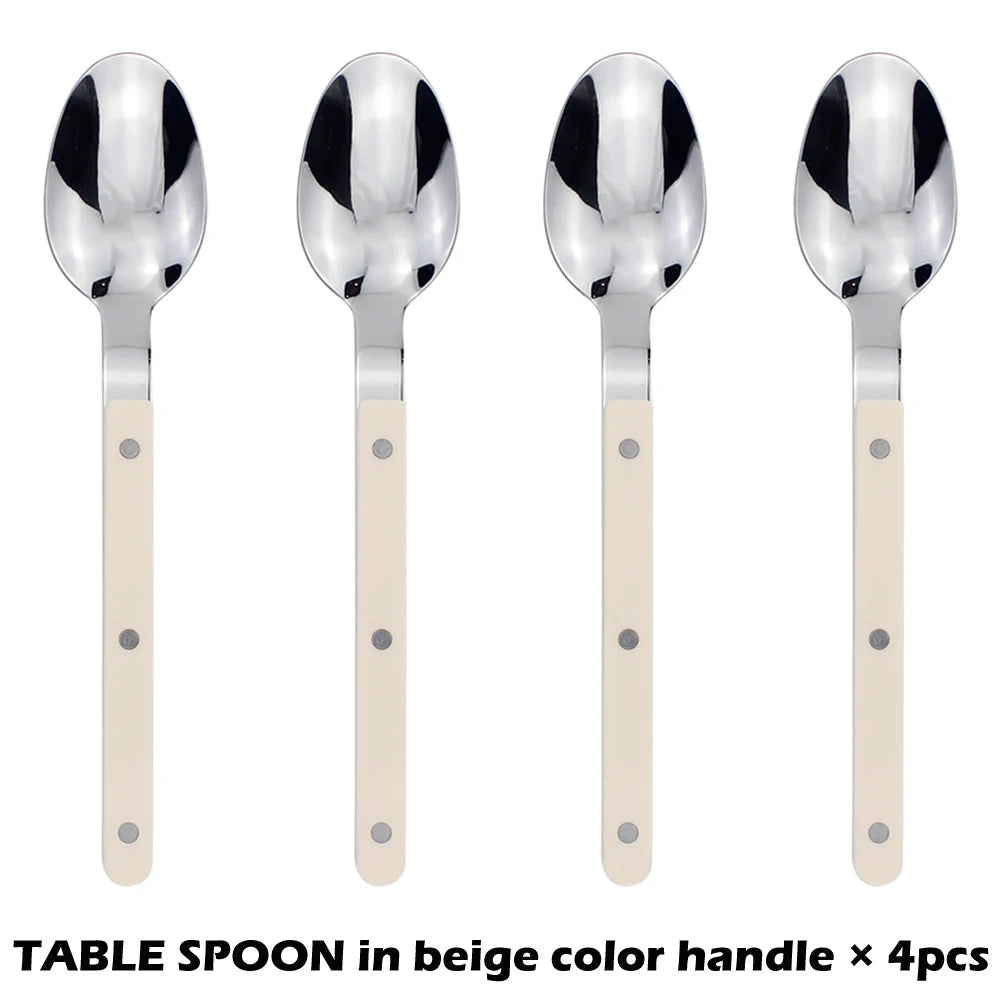 Fashionable Design Top Mirror Polishing Cutlery Sets Stainless Steel 18/8(304) ABS Handle With Rivets Silverware Set For Kitchen
