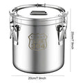 6/12/21/33L 304 Stainless Steel Airtight Canister with Locking Clamp for Rice Grain Oil Sugar Storage Bucket Kitchen Container