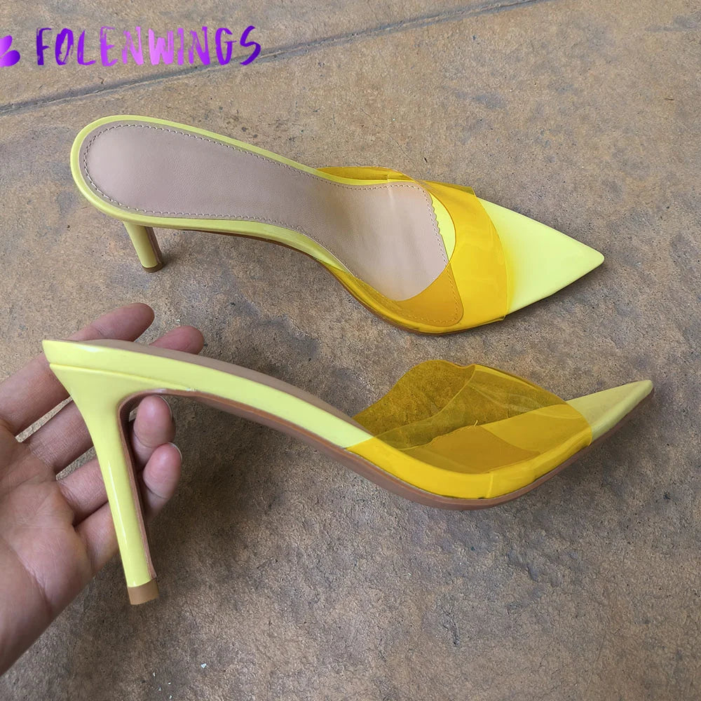 2026 Peep Toe Sexy Summer Women's Mules Pump Sandals Elegant Chic Super Thin High Heels Office Lady Party Shoes Slipper Sandals