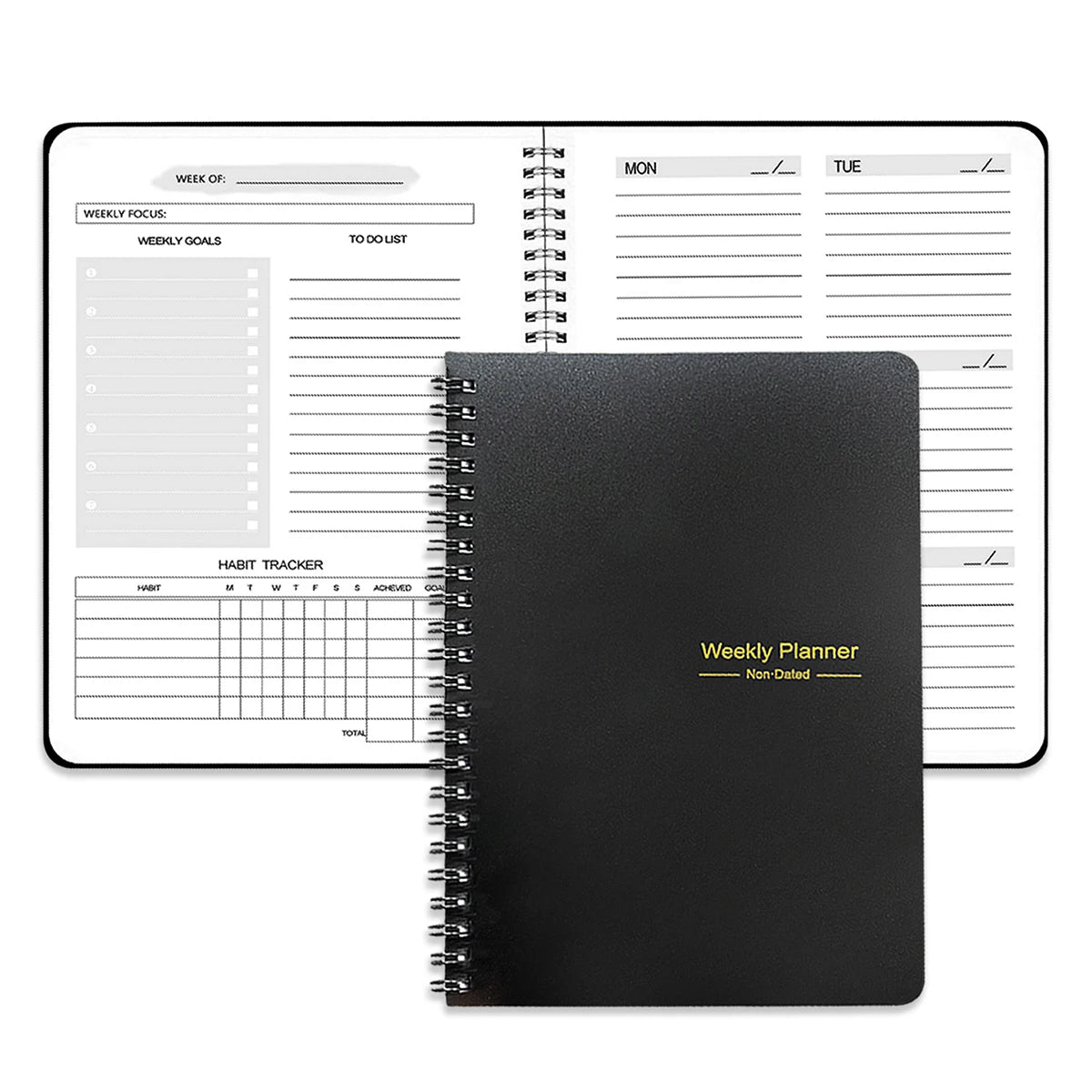52 Weeks Weekly Planner Notebook A5 Undated Spiral Agenda Daily Student Schedules Journal Stationery Office School Supplies
