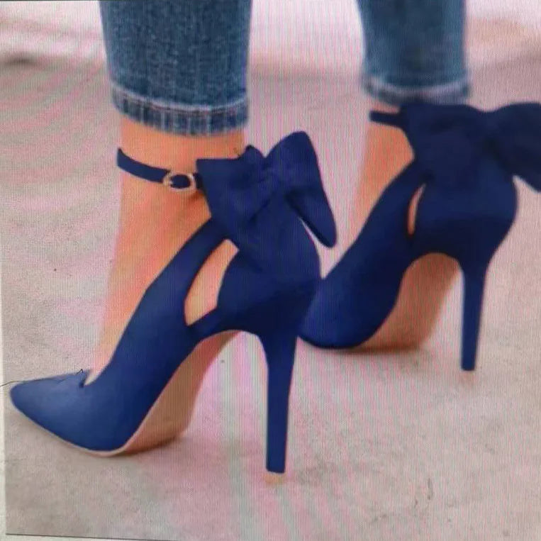 New2026 Women's Sexy High Heels Pumps Pointed Toe Buckle Strap Shoes Sweet Butterfly Party Pumps Wedding Ladies Shoes Large Size