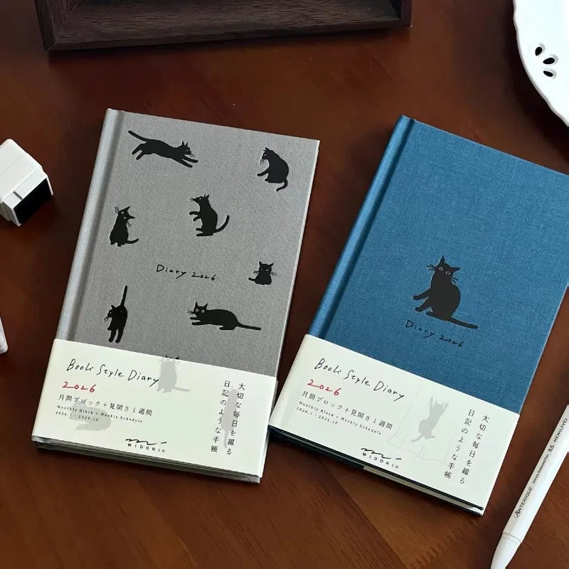 2026 Japanese Weekly Planner with Kitten & Puppy Design, Cute B6 Notebook for Journaling, Aesthetic Diary for School Office Gift
